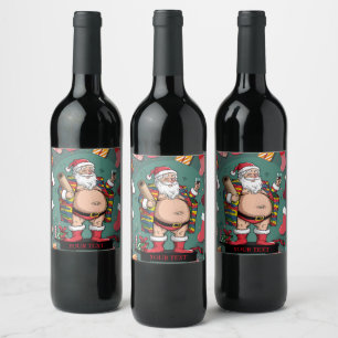 Jolly Happy Father Christmas Wine Label