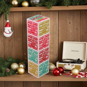 Jolly HO! HO! HO! in Red Green and Gold Christmas Wine Box