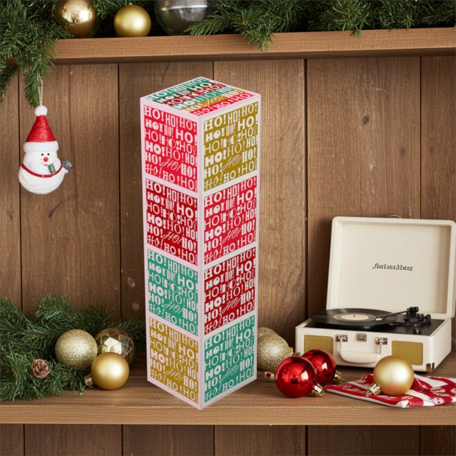 Jolly HO! HO! HO! in Red Green and Gold Christmas Wine Box (Creator Uploaded)
