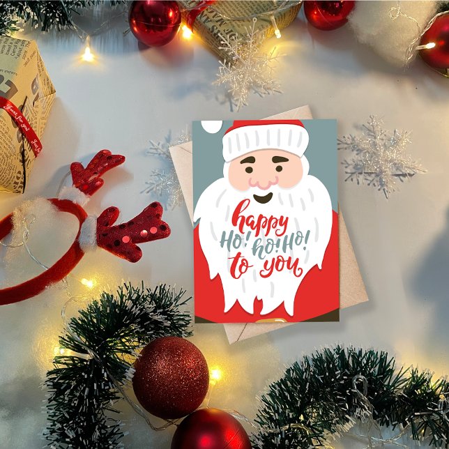 Jolly Ho Ho Ho Santa Christmas Greeting Flat Holiday Card (Creator Uploaded)