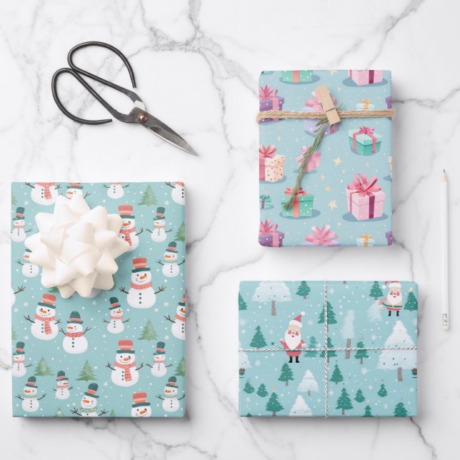 Jolly Holiday Christmas Wrapping Paper Sheets (Front)