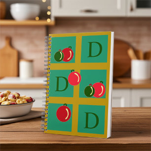 Jolly Holiday Ornaments and Monogram Personalized Notebook