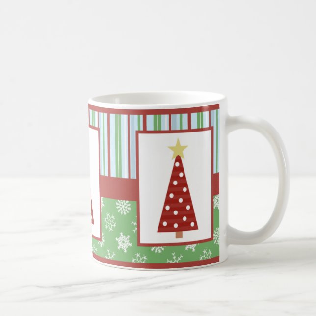 Jolly Holiday Red Polka Dot Tree Christmas Coffee Mug (Right)
