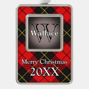 Jolly Holidays Clan Wallace Red and Black Tartan Christmas Ornament