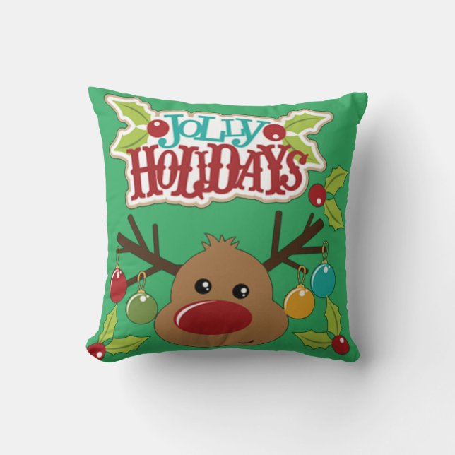 Jolly Holidays Throw Pillow (Front)