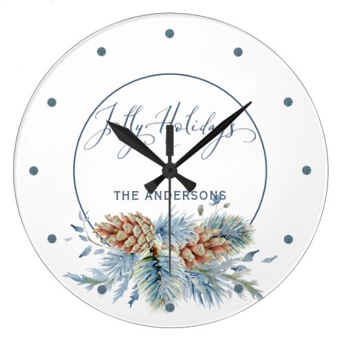 Jolly Hollidays Winter Evergreens Large Clock