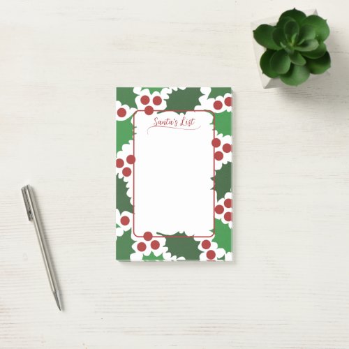Jolly Holly  Berries Holiday 4 x 6  Post_it Notes