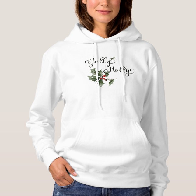 Jolly Holly Christmas Hoodie (Front)