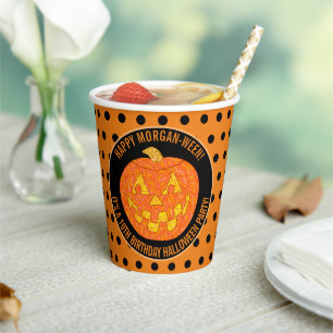 Jolly Jack O Lantern Fun Custom Happy Halloween Paper Cups