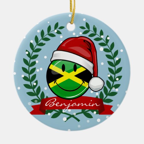 Jolly Jamaican Flag Christmas Style Ceramic Ornament