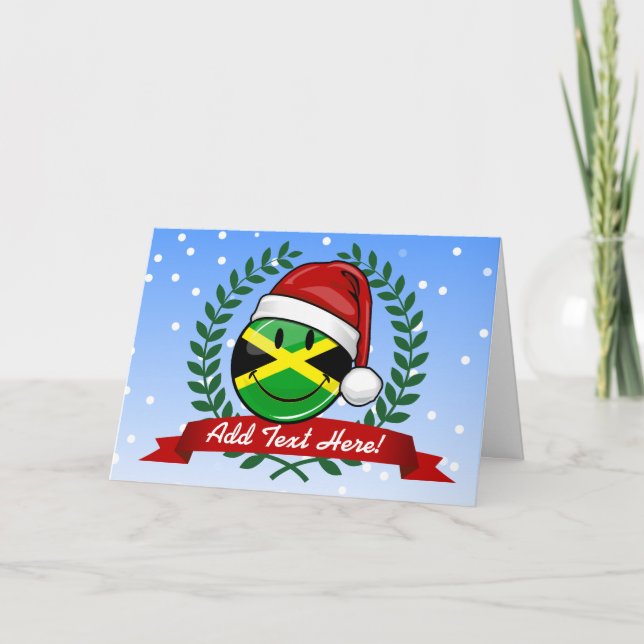 Jolly Jamaican Flag Christmas Style Holiday Card (Front)