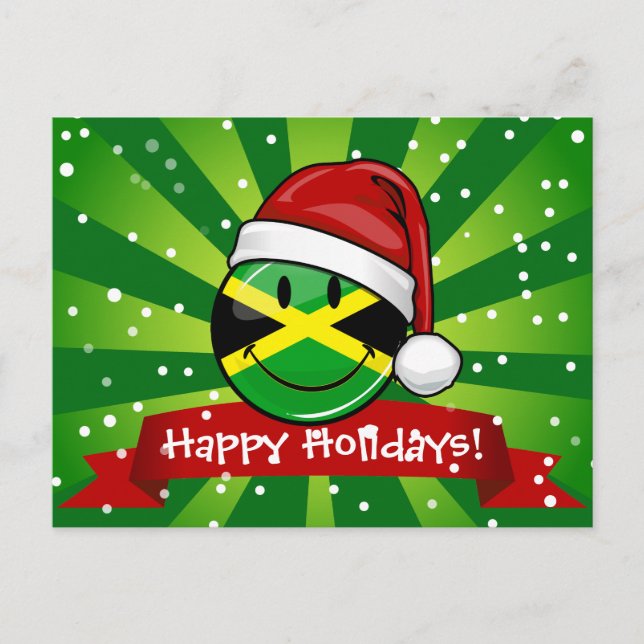 Jolly Jamaican Flag Christmas Style Holiday Postcard (Front)