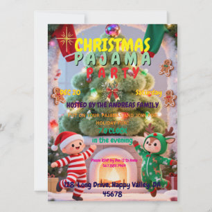 Jolly Jammies Christmas Party Family Fun Invitation