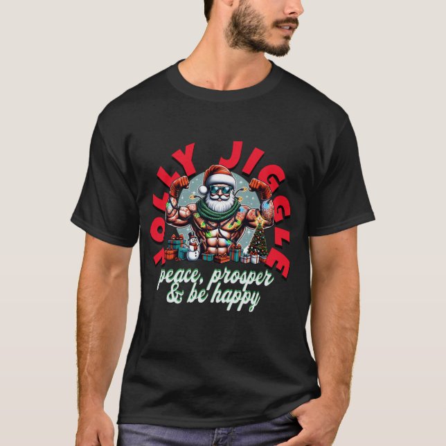 Jolly Jiggle Fit Santa Graphic T-Shirt (Front)