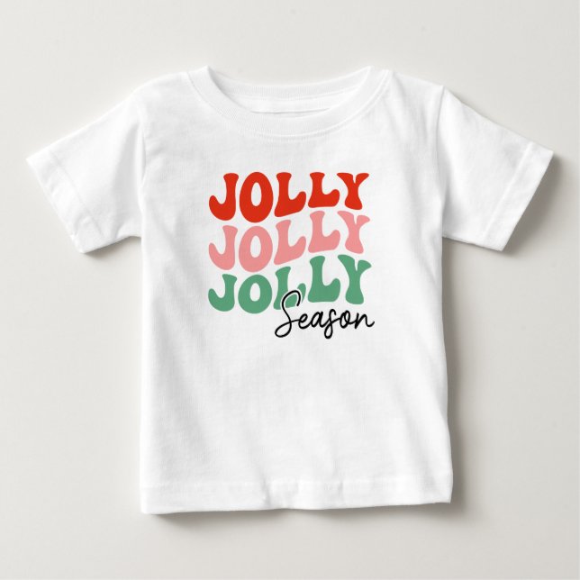 Jolly Jolly Jolly Season  Retro Holiday Typography Baby T-Shirt (Front)