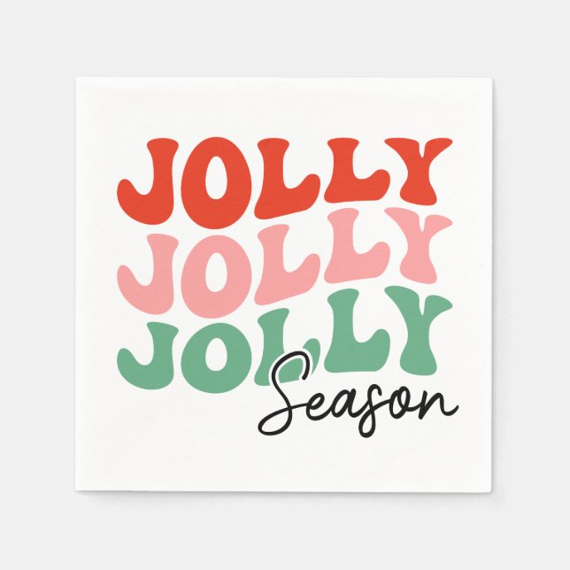 Jolly Jolly Jolly Season  Retro Holiday Typography Napkins (Front)
