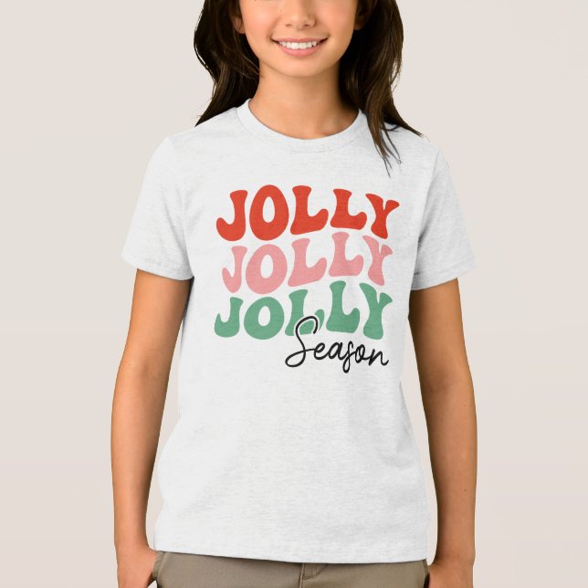 Jolly Jolly Jolly Season  Retro Holiday Typography Tri-Blend Shirt (Front)