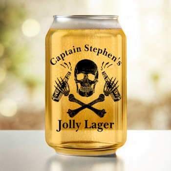 Jolly Lager Boat Captain Custom Beer Pirate Theme Can Glass by LaborAndLeisure at Zazzle