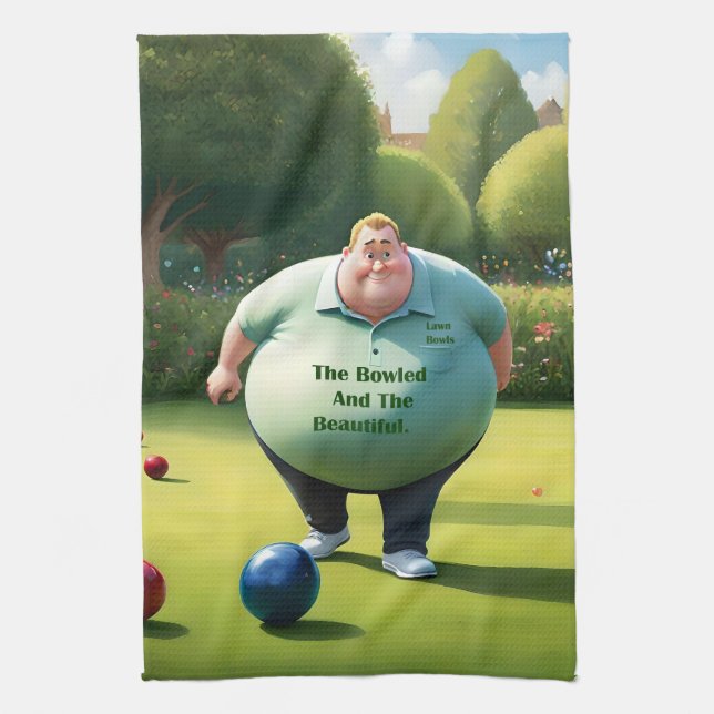 Jolly Lawn Bowler Man,  Kitchen Towel (Vertical)