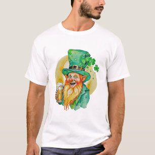 Jolly Leprechaun Drinking Beer Shamrock Brew Pub  T-Shirt