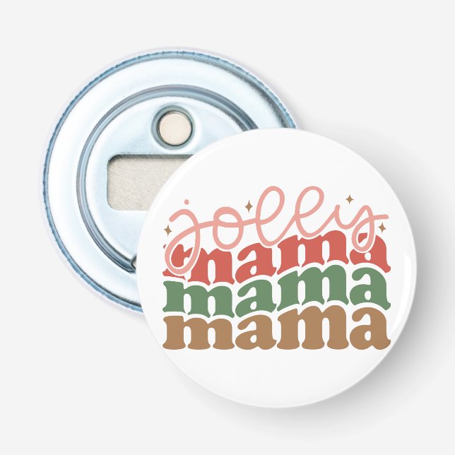 Jolly Mama Retro Groovy Christmas Holidays Bottle Opener (Front)