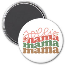 Jolly Mama Retro Groovy Christmas Holidays Magnet