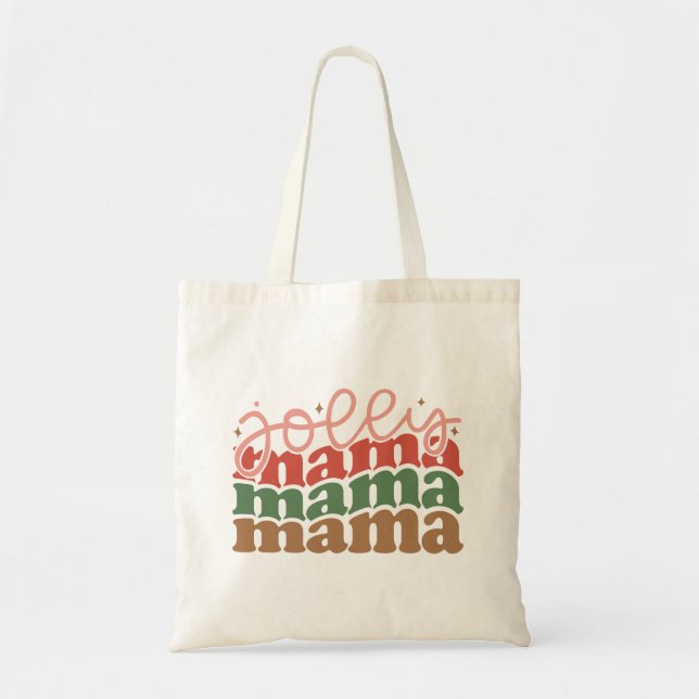 Jolly Mama Retro Groovy Christmas Holidays Tote Bag (Front)