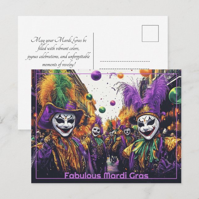 💚💜💛Jolly Mardi Gras Postcard (Front/Back)