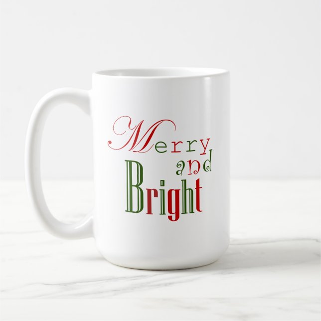 Jolly Merry and Bright Holiday Coffee Mug (Left)