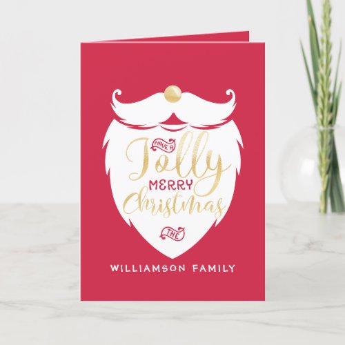 Jolly Merry Christmas  Cute Fun Santa Claus Beard Holiday Card