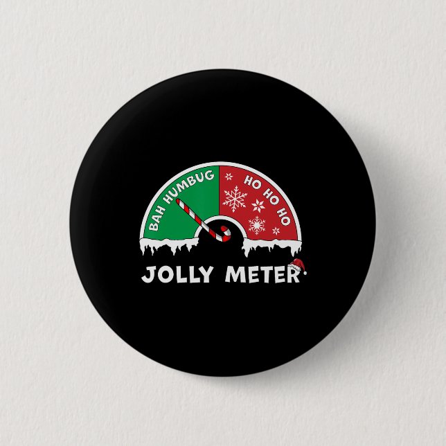 Jolly Meter Bah Humbug To Ho Ho Ho Anti Christmas  Button (Front)