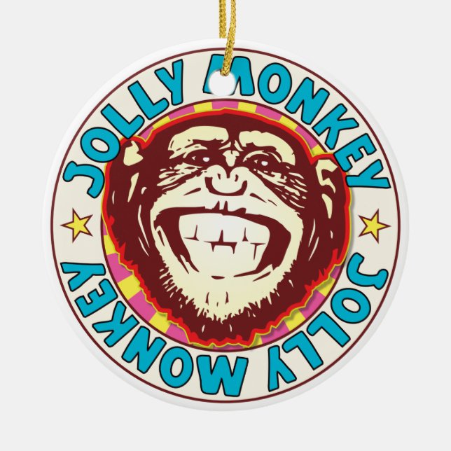Jolly Monkey Ceramic Ornament (Front)