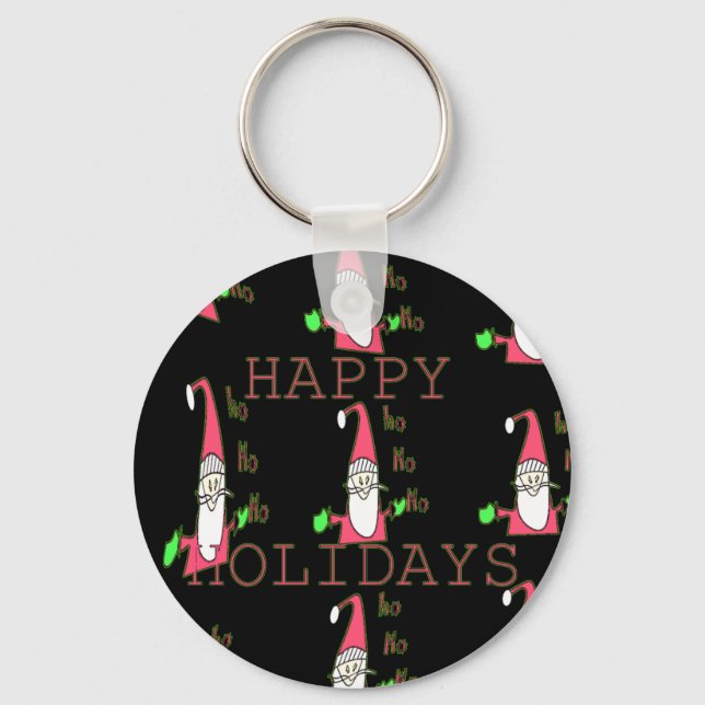 Jolly Mouse Santa: A Fun Holiday Illustration. Keychain (Front)