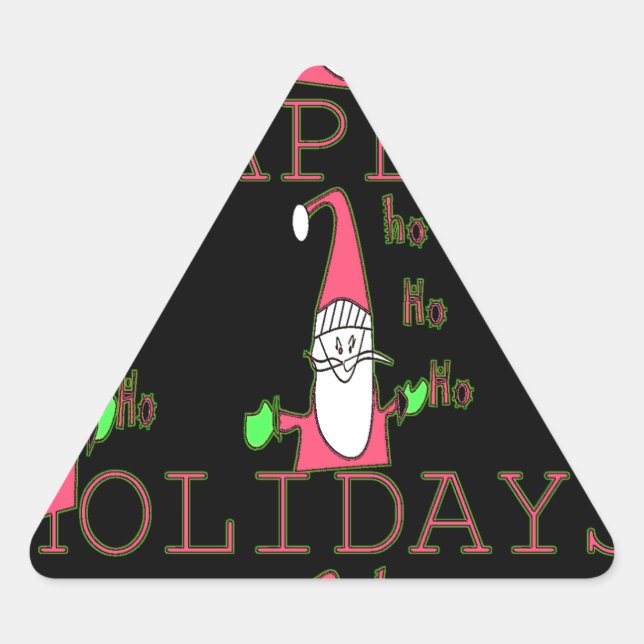 Jolly Mouse Santa: A Fun Holiday Illustration. Triangle Sticker (Front)