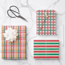 Jolly Multicolored Gingham Wrapping Paper Set 7