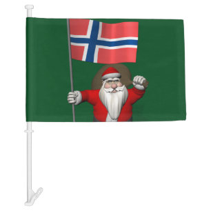 Jolly Nisse Visiting Norway Car Flag