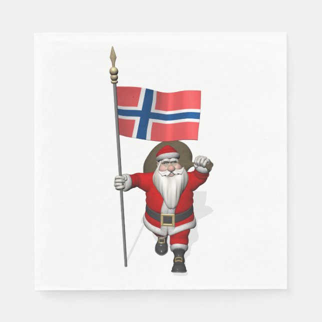 Jolly Nisse Visiting Norway Paper Napkins (Front)