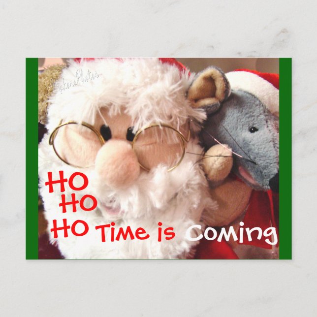 Jolly Ol Santa & Mouse Postcard - customize (Front)