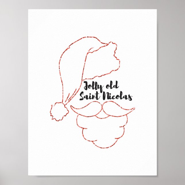 Jolly Old Saint Nicolas Red Glitter Poster (Front)