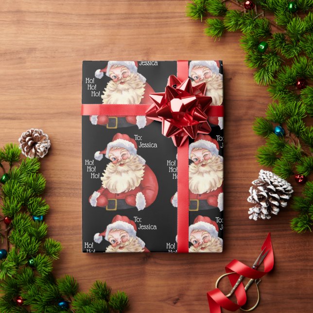 Jolly Old Santa Claus  Personalized Wrapping Paper (Holiday Gift)