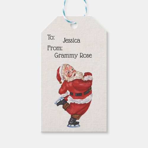 Jolly Old St Nick Ice Skating  Personalized  Gift Tags