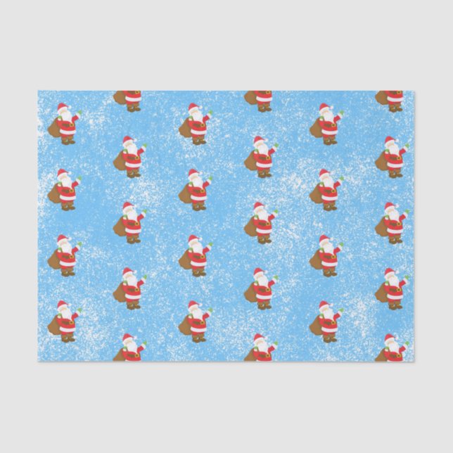 Jolly Ole Saint Nick Blue Sponge Paint Snow Tissue Paper (Front)