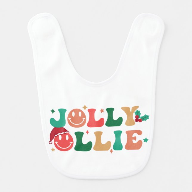 Jolly Ollie Kids Christmas  Baby Bib (Front)