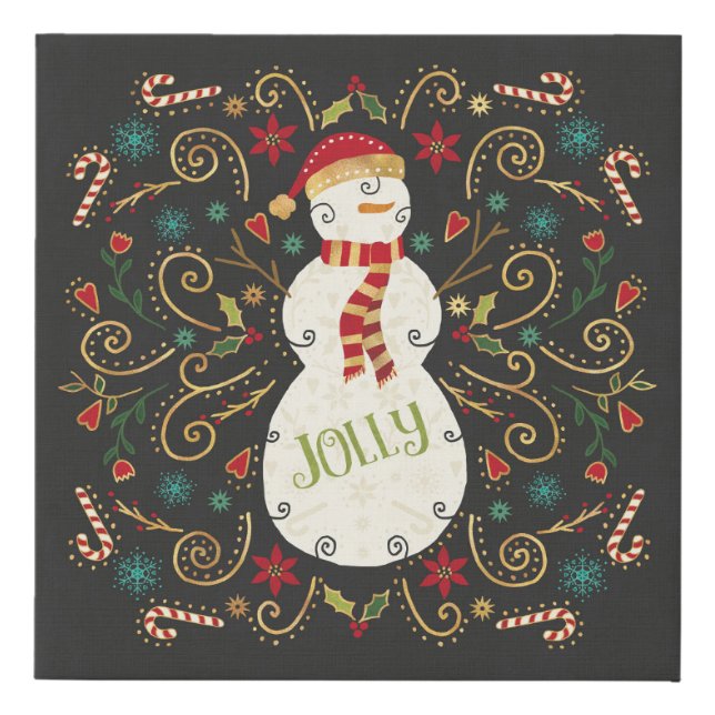 Jolly Otomi Holiday Snowman Faux Canvas Print (Front)