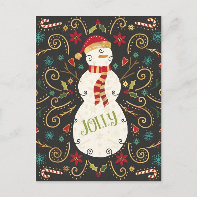 Jolly Otomi Holiday Snowman Postcard (Front)