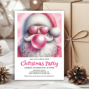 Jolly pink santa bubble gum watercolor holiday invitation