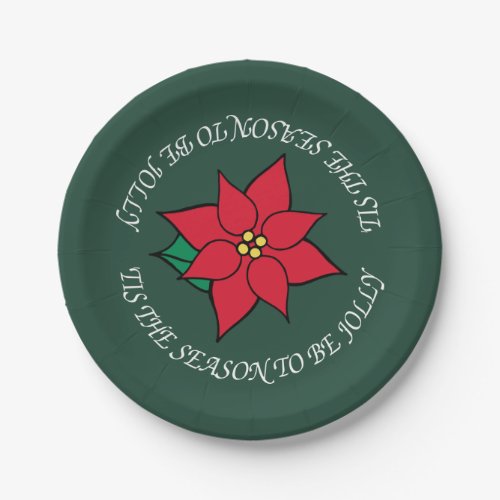 Jolly Poinsettia Christmas Paper Plates