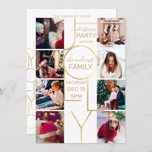 Jolly Quote Gold White Typography Photo Christmas Invitation