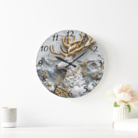 Jolly Reindeer Christmas Fun Large Clock