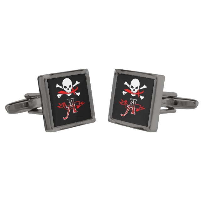 Jolly Roger A Monogram Initial Cufflinks (Angled)